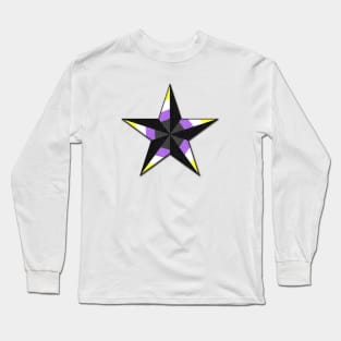 Non-Binary Pride Flag Colored Nautical Star Long Sleeve T-Shirt